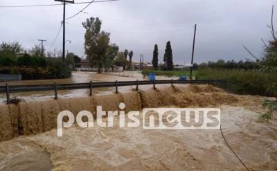 Η κακοκαιρία χτύπησε την Ηλεία: Ποτάμια οι δρόμοι (φωτο)