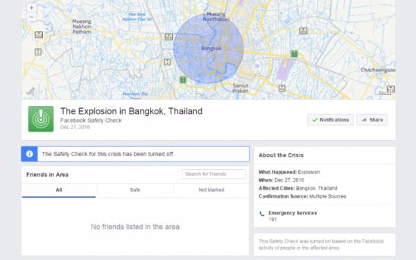Ενας άκυρος συναγερμός στο Facebook προκάλεσε αναστάτωση στους κατοίκους της Μπανγκόκ