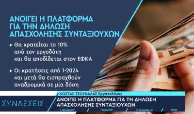 Ανοίγει η πλατφόρμα για τη δήλωση απασχόλησης συνταξιούχων (Βίντεο)