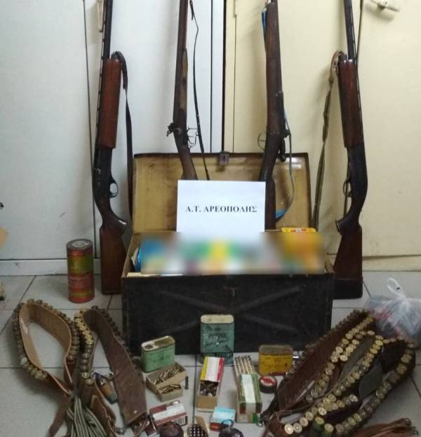 Συνέλαβαν 80χρονο με όπλα και χειροβομβίδες στην Ανατολική Μάνη