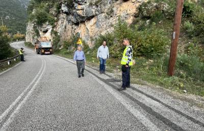 Εργασίες στον εθνικό δρόμο Καλαμάτας - Σπάρτης