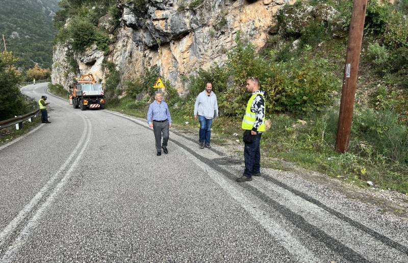 Εργασίες στον εθνικό δρόμο Καλαμάτας - Σπάρτης