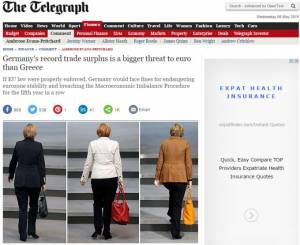 Telegraph: Μεγαλύτερο ευρω-ρίσκο το πλεόνασμα της Γερμανίας