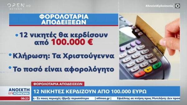 Φορολοταρία αποδείξεων: 12 νικητές κερδίζουν από 100.000 ευρώ (Βίντεο)