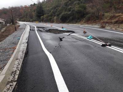 Παραμένει κλειστός ο εθνικός δρόμος Καλαμάτα - Σπάρτη