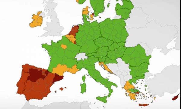 Κορονοϊός - ECDC: «Πορτοκαλί» Αττική και Κρήτη - Τι δείχνουν οι νέοι χάρτες