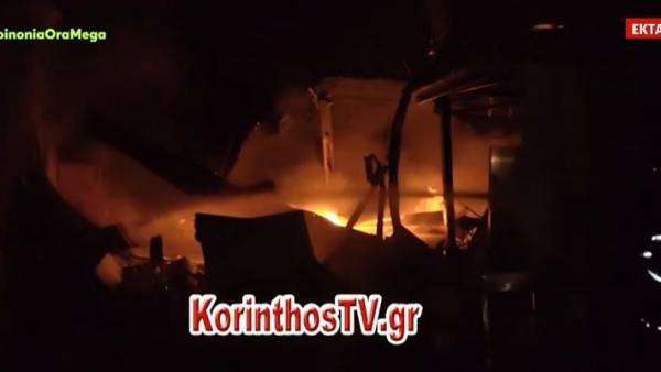 Κόρινθος: Ισχυρή έκρηξη σε επιχείρηση – Θρίλερ με εγκλωβισμένο (βίντεο)