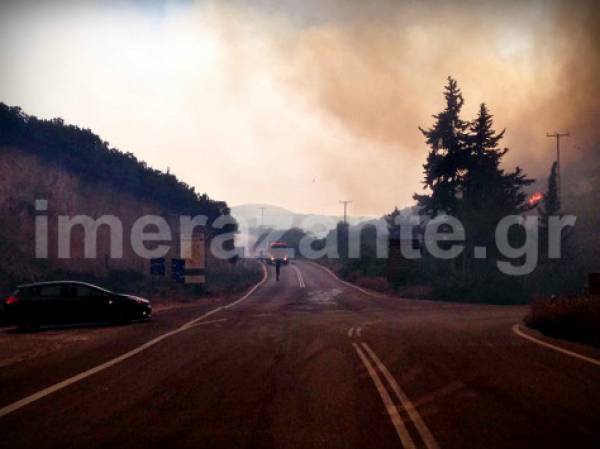 Πάνω από 1.000 στρέμματα έχει κάψει μέχρι στιγμής η πυρκαγιά στις Ορθονιές Ζακύνθου