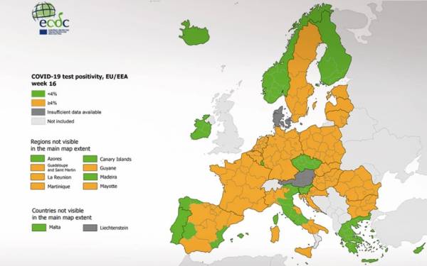 ECDC: Στο «πράσινο» η Ελλάδα στον δείκτη θετικότητας - Δείτε τους χάρτες