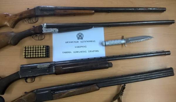 Σύλληψη 45χρονου με 3 κλεμμένα κυνηγετικά όπλα στη Σπάρτη