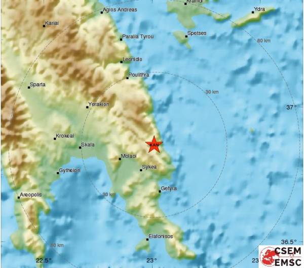 Σεισμός 4,9 Ρίχτερ στην Ανατολική Λακωνία