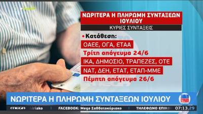 Συντάξεις: Οι ημερομηνίες πληρωμών για τον μήνα Ιούλιο