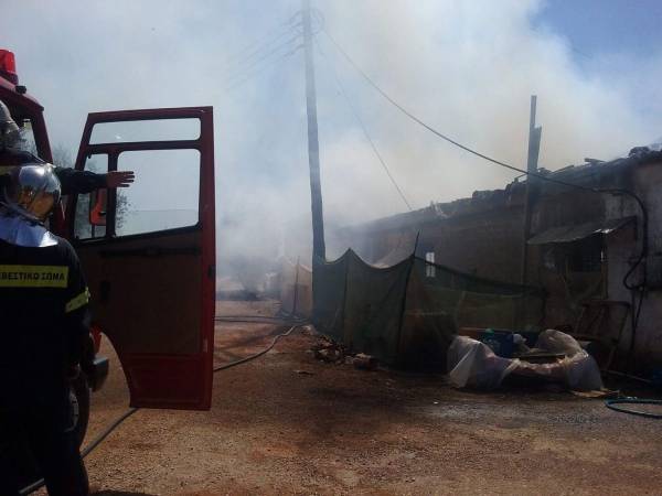 Μεσσηνία: Καταστράφηκε αγροτική αποθήκη από φωτια στην Τερψιθέα