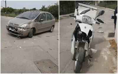 Τροχαίο στα Ακοβίτικα - Σύγκρουση δικύκλου με Ι.Χ