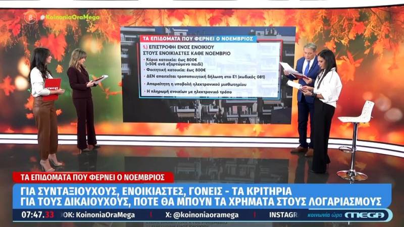 Τα επιδόματα που φέρνει ο Νοέμβριος