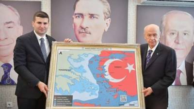 Έντονη αντίδραση της Αθήνας στον προκλητικό χάρτη Μπαχτσελί που αμφισβητεί την ελληνική κυριαρχία (Βίντεο)