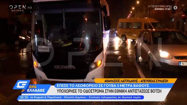 Κακοκαιρία Μπάλλος - Θεσσαλονίκη: Άνοιξε η γη και έπεσε μέσα το λεωφορείο (Βίντεο)