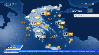 Καιρός 20/07/2026: Με συνθήκες καύσωνα ξεκινάει η εβδομάδα