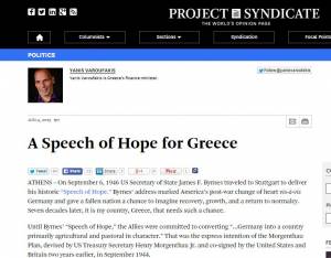 Βαρουφάκης: Η Μέρκελ να απευθύνει «Λόγο Ελπίδας» στους Έλληνες