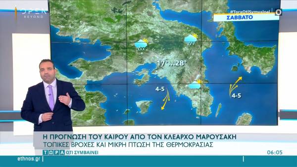 Kαιρός: Τοπικές βροχές και μικρή πτώση της θερμοκρασίας