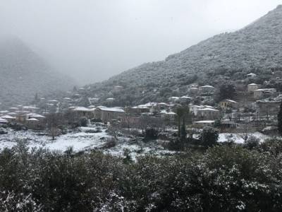 Μεσσηνία: Λευκό "πέπλο" στο Ραπτόπουλο του Δήμου Τριφυλίας (βίντεο-φωτογραφίες)